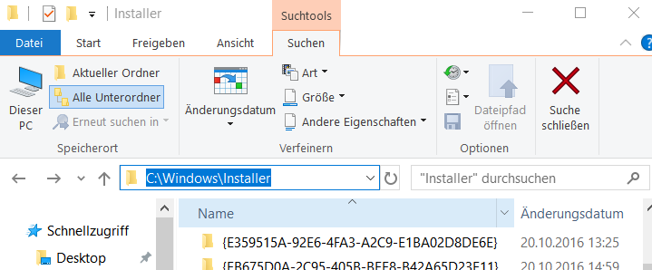 Windows Installer Ordner